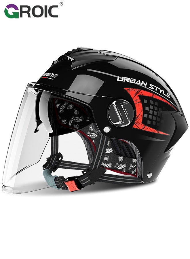 GROIC Motorcycle Helmet,Matte Black Dual Visor Urban Style, Helmet for Street and Track Riders, Ventilation and Safety Design, Lightweight Helmet for Men and Women,  Motorbike and Electric Bike Riding - Image 1